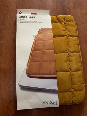 Quilted Mustard Yellow Laptop Pouch Sleeve by Unknown Brand - Fits Up to 15.6"